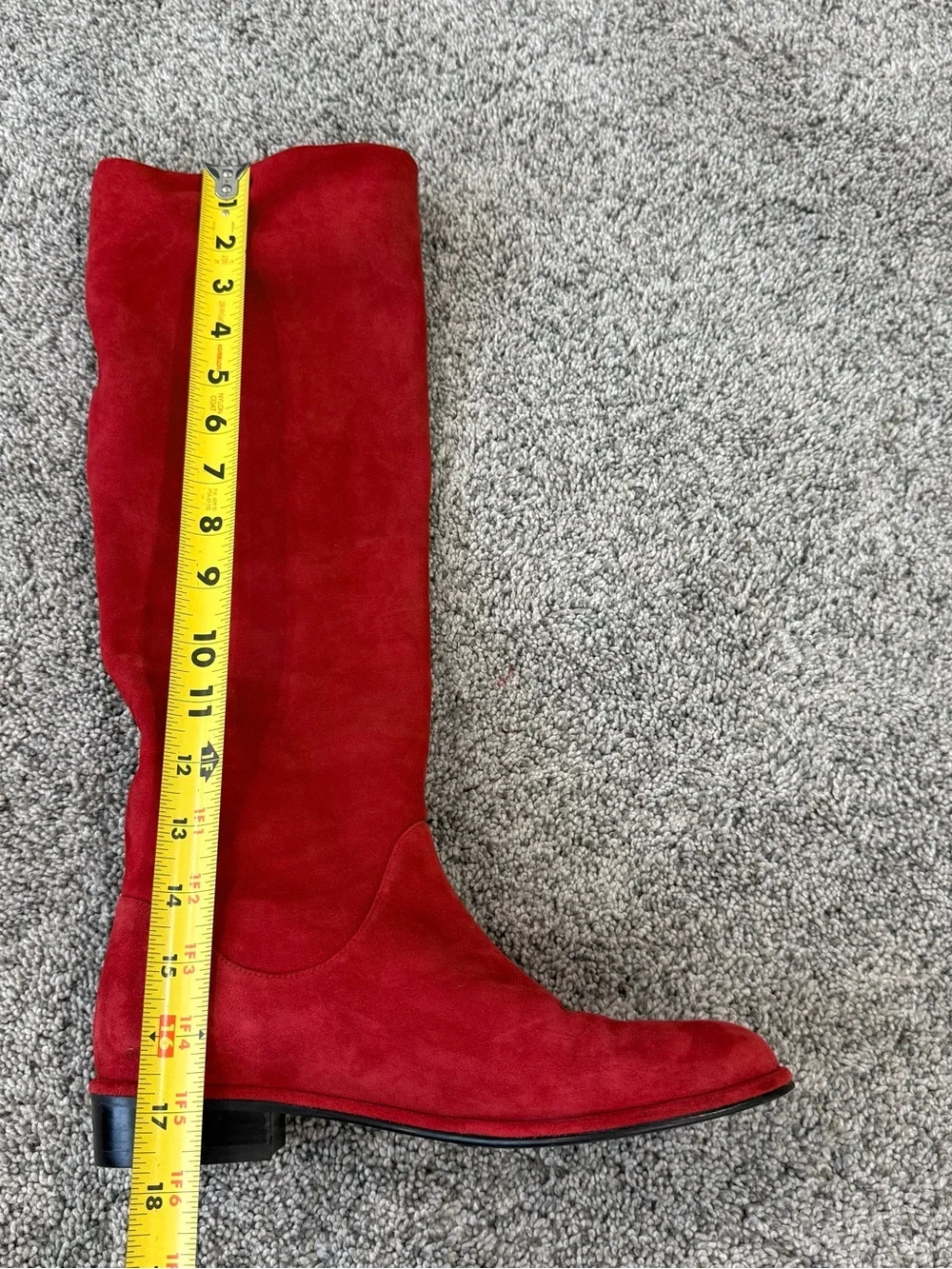 Stuart Weitzman Red Knee High Flat Suede Boots Tall Slouchy Women’s US 6.5 M